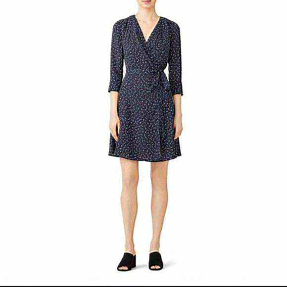 Slate & Willow Confetti‎ Wrap Mini Dress In Navy Blue Size - Picture 1 of 7